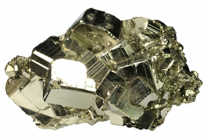 Shiny, Cubic Pyrite Crystal Cluster - Peru #167729